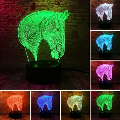 Kůň - LED lampa 3D, různé barvy