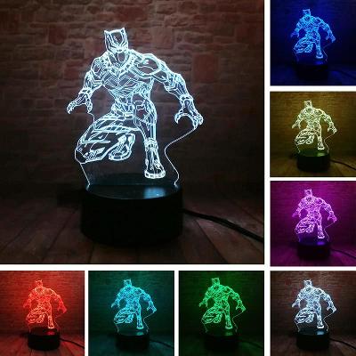 Black Panther / Černý panter - LED lampa 3D, různé barvy