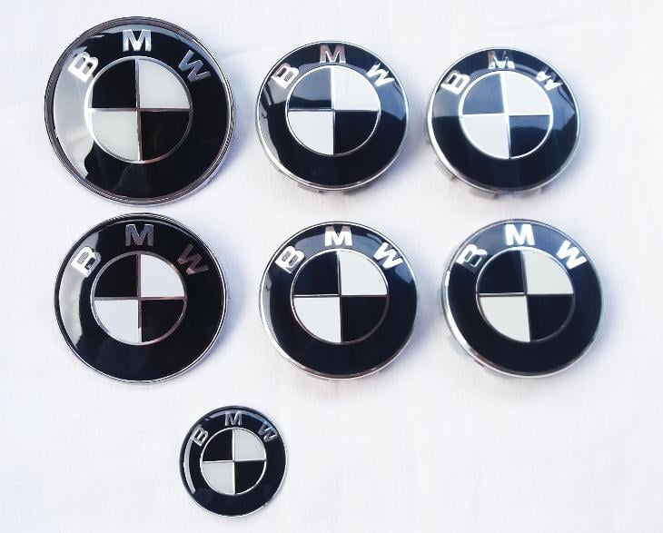 BMW znaky a pokličky - celá sada (černo-bílé) - Auto-moto