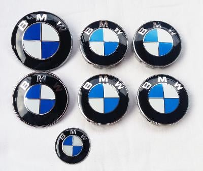 BMW znaky a pokličky - celá sada (modro-bílé)