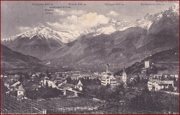 Merano (Obermais) * město, hory, Südtirol, Alpy * Itálie * Z1260 - Pohlednice