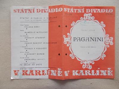 Starý divadelní program Hudební Praha Karlín reklama Lehár Paganini 