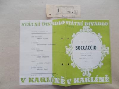 Starý divadelní program Hudební Praha Karlín reklama Boccaccio vstupen