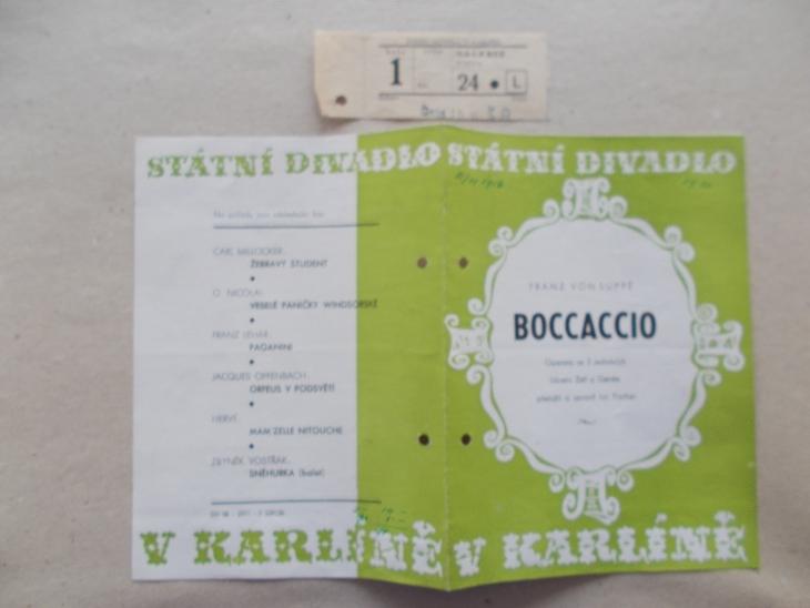 Starý divadelní program Hudební Praha Karlín reklama Boccaccio vstupen - Starožitnosti a umění