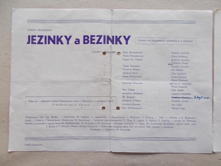 Starý divadelní program Praha ABC Vodičkova reklama Jezinky a Bezinky - Starožitnosti a umění