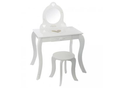 Bílý stůl, toaletní stolek, stůl se zrcadlem, stůl