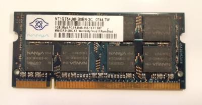 VÝPRODEJ! Paměť RAM do NB Nanya NT1GT64U8NB0BN-3C 1GB 667MHz DDR2