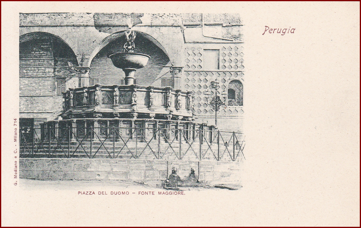 Perugia * Fonte Maggiore, fontána, architektúra * Taliansko * Z564 - Pohľadnice
