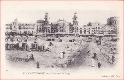Blankenberge * Casino, pláž, lidé, kolo, část města * Belgie * Z1695