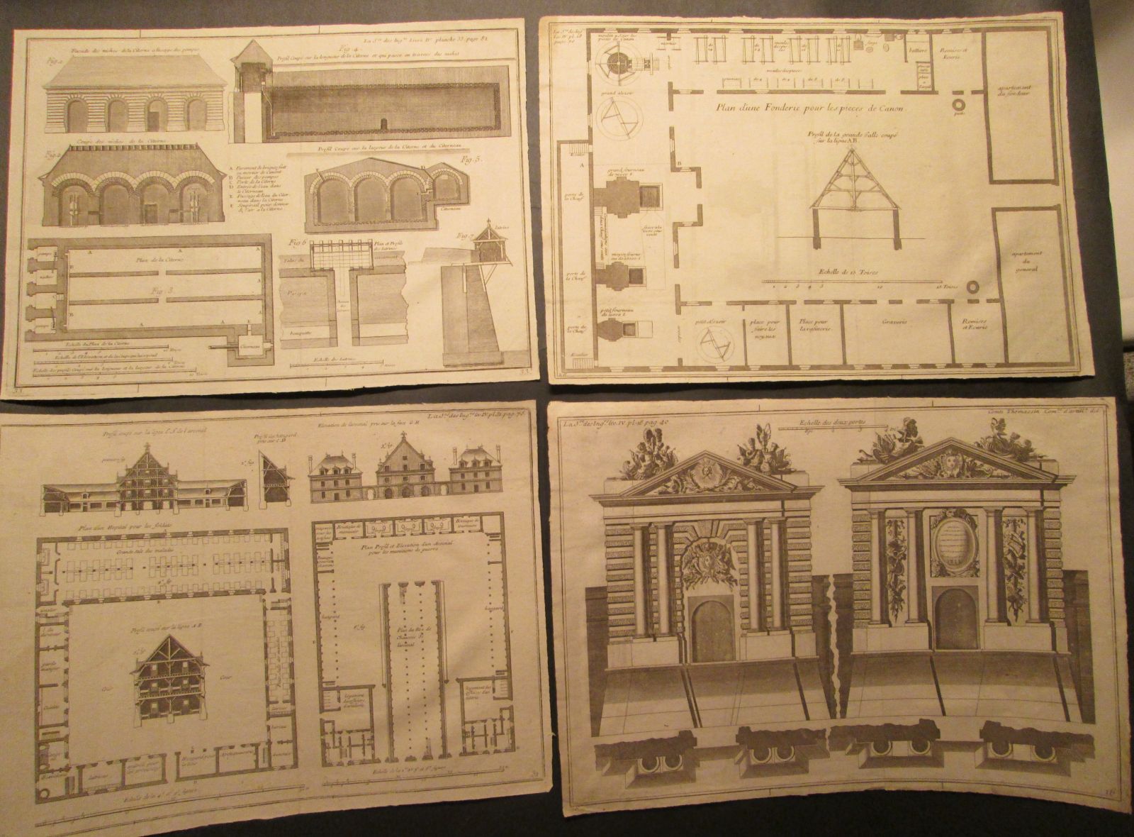 14 rytín architektúry z roku 1729 - Belidor - Stará a dekoratívna grafika