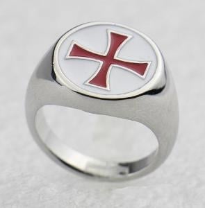 Prsten zednářský stříbřený maltézský KŘÍŽ 18-21mm