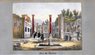 Lept, cca 1860, kolorováno akvarelem 13x19 cm Itálie, Pompeje
