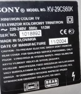 TOP stříbrošedá Sony KV29CS60K Trinitron 100Hz Made in Slovakia pro s.