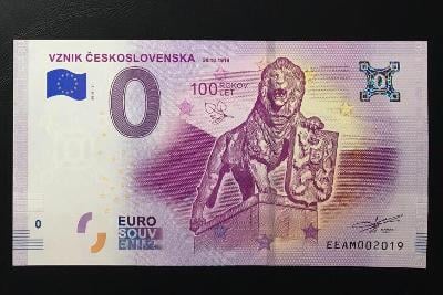 0 Euro bankovka Slovensko 2018 VZNIK ČSR ČESKOSLOVENSKA - č. 2019 !!!