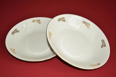 talíř, 2 hluboké talíře, BOHEMIA zlatý lístkový dekor