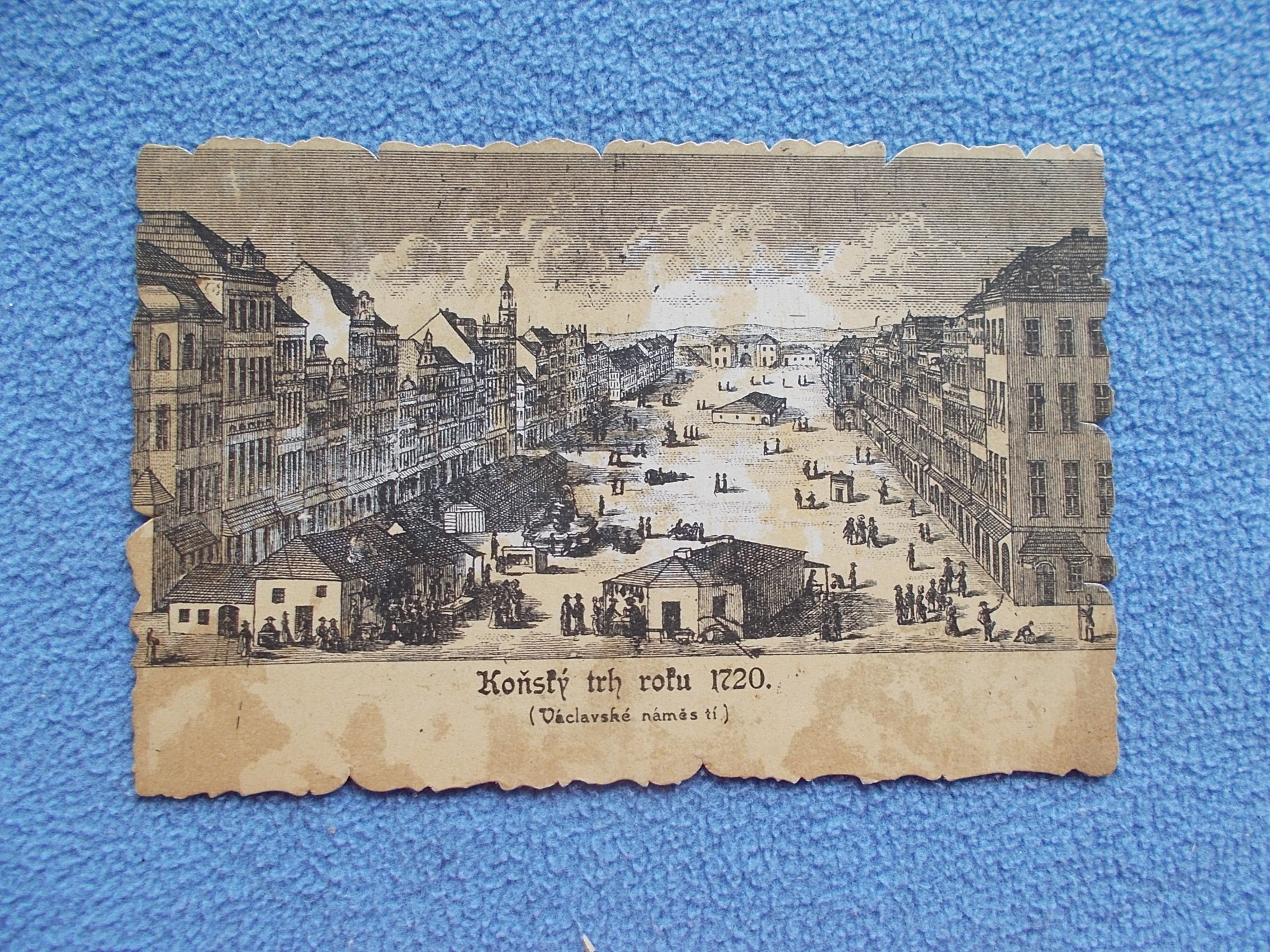 Praha rytina Koňský trh 1720 dnes Václavské náměstí   - Pohlednice místopis