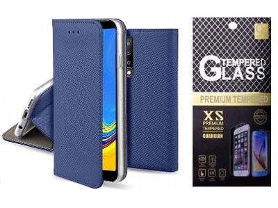 Modré magnetické pouzdro + ochranné sklo pro Samsung Galaxy A50
