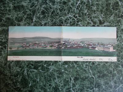 Pohlednice Pelhřimov Humpolec panorama rozkládací dvojitá pohlednice 