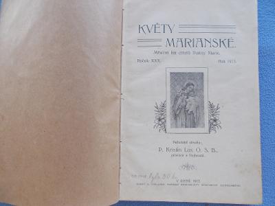 Kniha časopis Květy Mariánské svázáno rytina kněz  Brno Rajhrad 1913