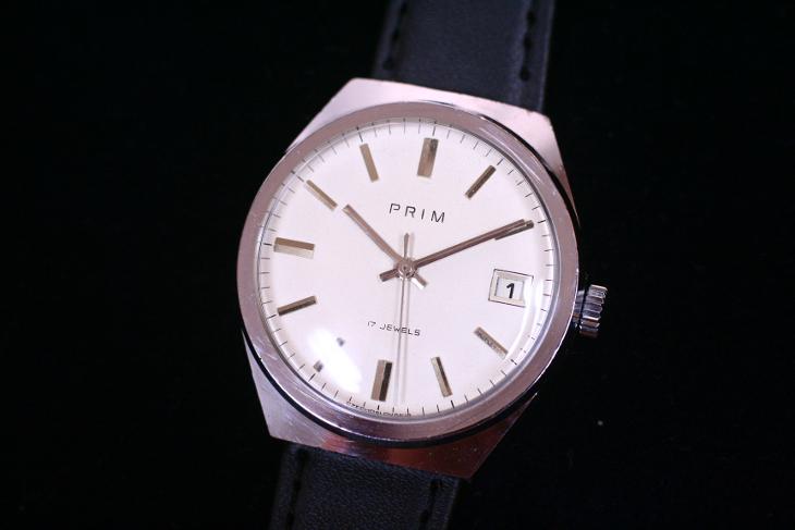 Pánské hodinky PRIM 68, bílý číselník, TOP STAV - Starožitnosti