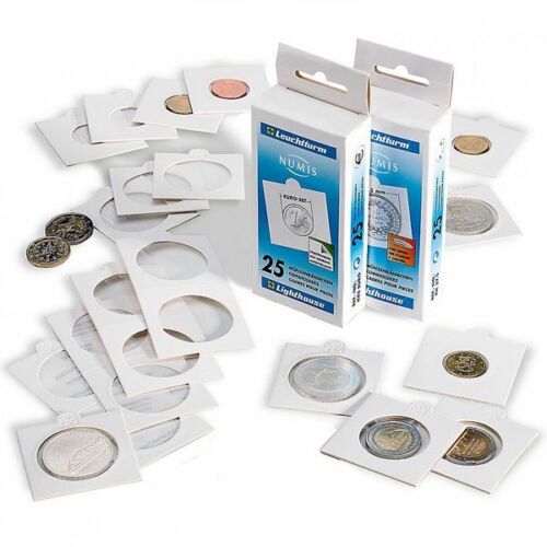 10 kusov Papierové samolepiace mincové rámčeky (50x50mm) veľkosť 25 mm - Zberateľstvo