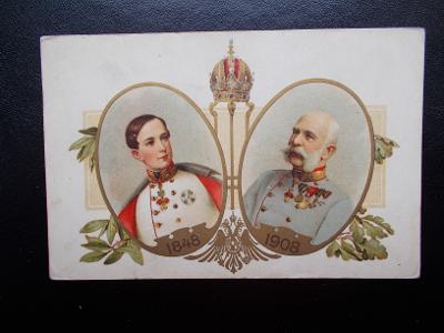 Rakousko císař Franc Josef I. litogr Oslava 60 let na trůnu koruna 