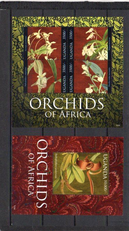 Uganda-Africké orchideje 2012**  Mi.Klb.2941-44+Bl.401 / 28 € - Známky