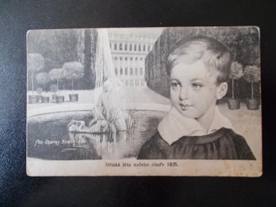 Císař král panovník Franc Josef dětská léta 1935 kresba 