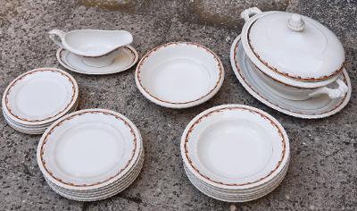 Krásný porcelánový jídelní servis pro 6 osob Thun 1.republika