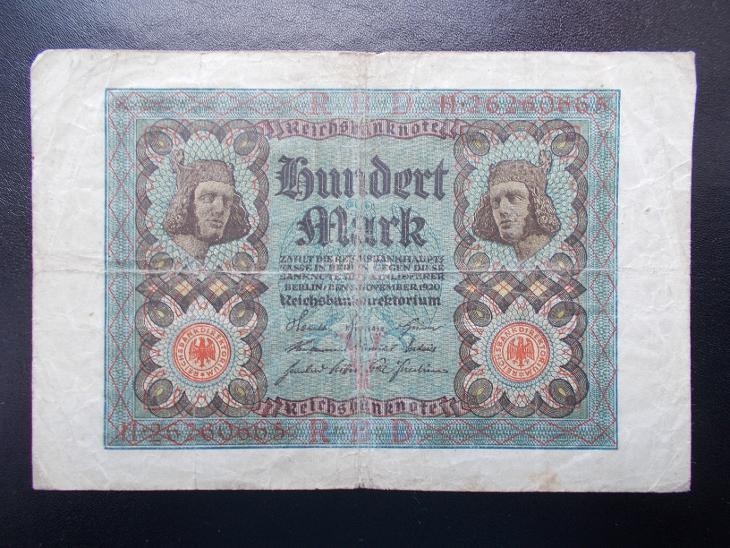 Bankovka 100 Marek Německo 1920  Hundert Mark Reichsbank  - Sběratelství