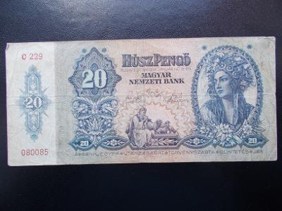 Bankovka Maďarsko 20 dvacet Pengo 1941 Pengö Magyar Nemzeti Bank
