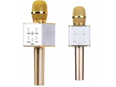 Karaoke bluetooth mikrofon zlatá se stereo reproduktorem + dárek