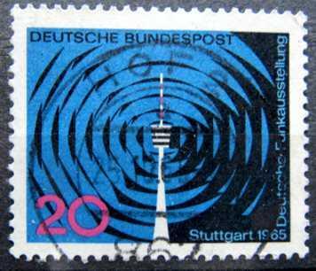BUNDESPOST: MiNr.481 Waves and Stuttgart Television Tower 20pf 1965