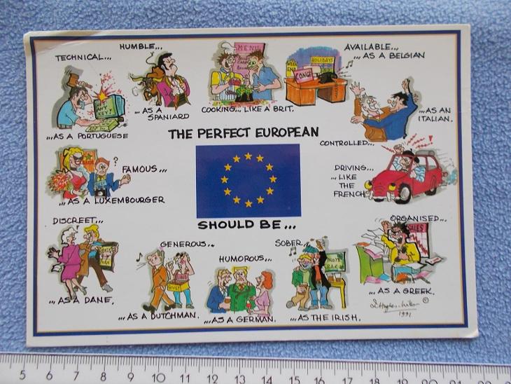 Pohlednice Maltézský rytíř razítko Francie Evropská unie humor satira - Sběratelství