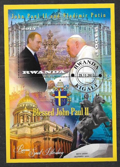 Rwanda - papež Jan Pavel II. a Putin - Známky