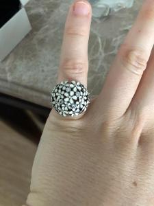 Prsten stříbro 925/1000 100% originál Pandora smalt a zirkony květiny