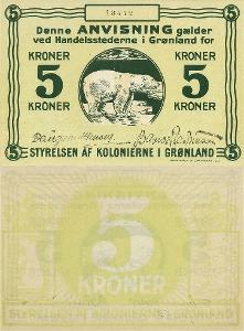 GRÓNSKO 5 Kroner 1913 P-14 UNC
