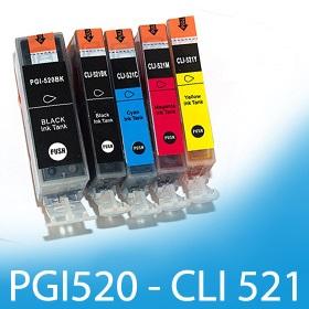 Kompatibilné náplne pre Canon PGI 520 Bk CLI 521 Bk, C, M, Y podľa výberu! - Tlačiarne, príslušenstvo