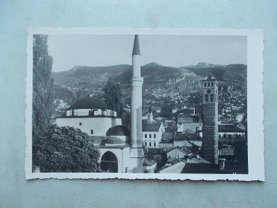Pohlednice Jugoslávie Sarajevo mešita minaret kostel 1936