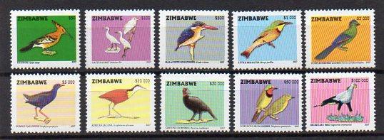 Zimbabwe-Ptáci 2007** Mi.864-873 / 70 €
