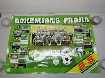 Starý velký plakát Bohemians Praha 1992