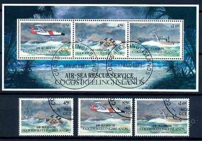 Kokosový ostrov 1993 o/ Mi 299 + aršík letectví , lodě ,komplet , /AL/