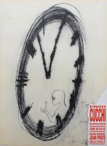 Enzo Cucchi - Barevná litografie pro galerii Joan Prats Barcelona 1989