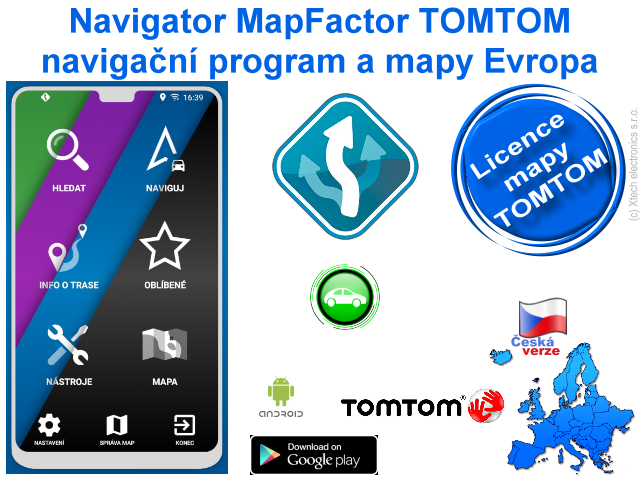 Navigator MapFactor Evropa TOMTOM Android mapy licence - Mobily a chytrá elektronika
