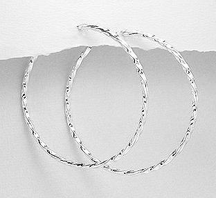 Stříbrné kruhy kroucené - 65 x 2 mm