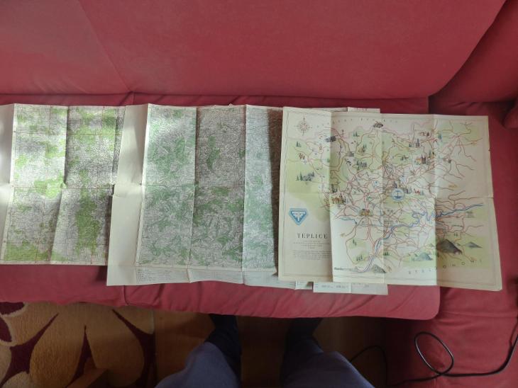 3x mapa=Jihlava-Kutná Hora-Teplice, různé stavy - Antikvariát
