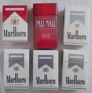 6x sběratelská krabička cigarety originál ameriky Marlboro a Pall Mall