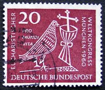 BUNDESPOST: MiNr.331 Dove, Chalice and Crucifix 20pf 1960