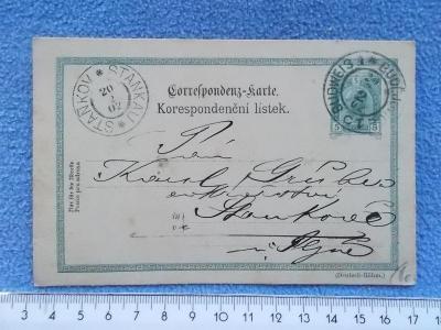 Rakousko Uhersko  celina Korespondenční lístek 1904  Obec Staňkov Budě