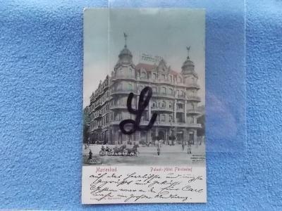 Karlovy Vary Mariánské lázně Marienbad Hotel Palast živá lidé kočár 